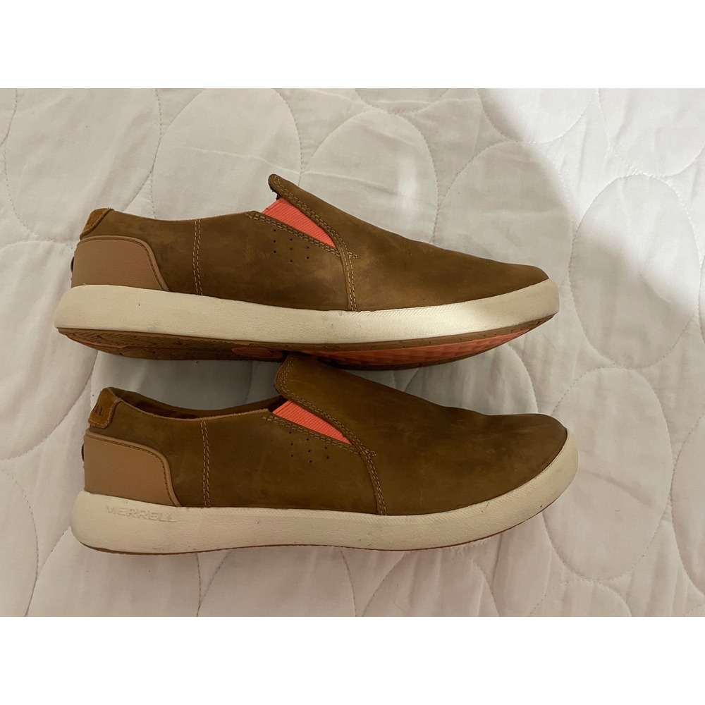 Merrell Range Slide AC+ Womens 9.5 Tan Brown Leather Slip On Sneakers J03788